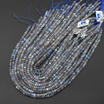 AAA Faceted Labradorite 5mm Rondelle Beads Brilliant Rainbow Golden Blue Flashes Fire 15.5" Strand
