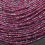 AAA Natural Purple Garnet 2mm Faceted Cube Square Dice Beads 15.5" Strand b4681
