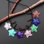 AAA Hand Carved Natural Gemstone Wishing Star Pendant Rock Quartz Amazonite Amethyst Rose Quartz Aventurine Lapis Strawberry Quartz