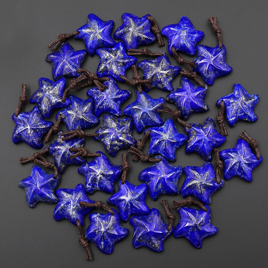 AAA Hand Carved Natural Gemstone Wishing Star Pendant Rock Quartz Amazonite Amethyst Rose Quartz Aventurine Lapis Strawberry Quartz