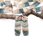 Rare Natural Green Moss Fluorite Curved Rectangle Drum Earring Pair Drilled Matched Gemstone Beads