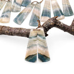 Rare Natural Green Moss Fluorite Curved Long Trapezoid Earring Pair Drilled Matched Gemstone Beads