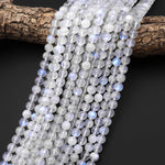 AAA Natural Rainbow Moonstone Round Beads 4mm 7mm 8mm 10mm 11mm 12mm 14mm 16mm Blue Flashes Gemstone 15.5" Strand