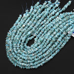 Natural Blue Larimar Freeform Thin Rondelle Chip Beads 15.5" Strand