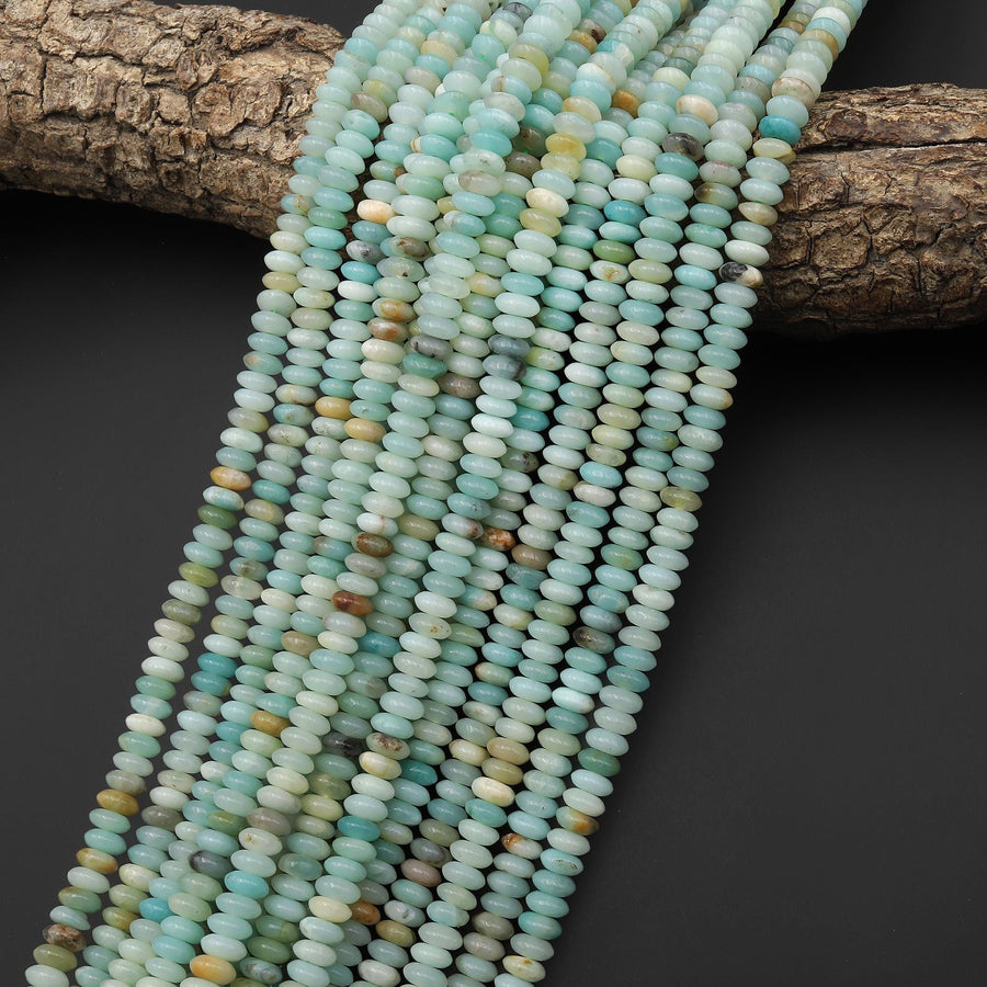 Natural Aqua Blue Green Amazonite 6mm Rondelle Saucer Beads 15.5" Strand