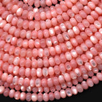 Coral Pink Mother of Pearl 4mm 6mm 8mm Smooth Rondelle Beads 15.5" Strand