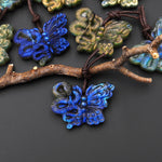 AAA Hand Carved Natural Labradorite Butterfly Snake Pendant Rebirth and Renewal