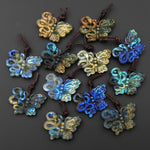 AAA Hand Carved Natural Labradorite Butterfly Snake Pendant Rebirth and Renewal