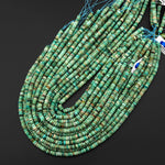 AAA Faceted Natural Peruvian Turquoise Heishi Rondelle Beads 6mm 15" Strand