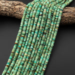 AAA Faceted Natural Peruvian Turquoise Heishi Rondelle Beads 6mm 15" Strand
