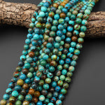Real Genuine Natural Blue Green Brown Turquoise 6mm 8mm 10mm 12mm Smooth Round Beads 15.5" Strand