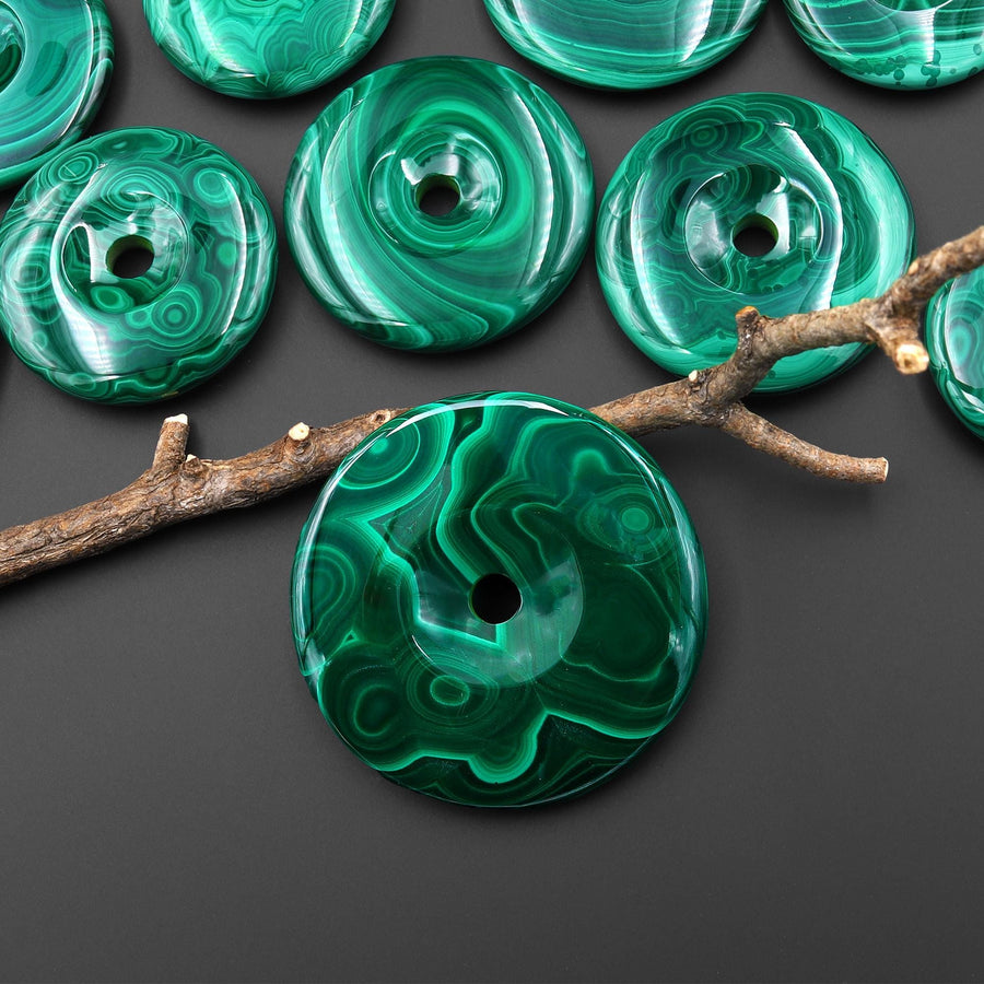 AAA Large Natural Malachite Donut Bead Pendant 30mm 35mm 40mm 45mm 50mm