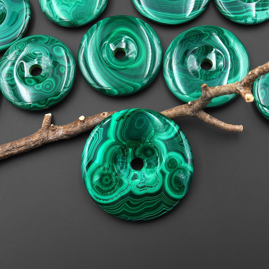 AAA Large Natural Malachite Donut Bead Pendant 30mm 35mm 40mm 45mm 50mm