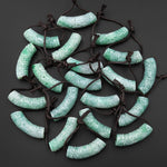 Hand Carved Natural Light Green Guatemalan Jade Curved Crescent Arc Pendant