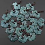 Hand Carved Natural Blue Green Guatemalan Jade Cloud of Fortune Locket Pendant