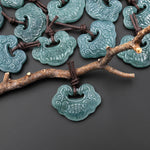 Hand Carved Natural Blue Green Guatemalan Jade Cloud of Fortune Locket Pendant