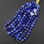 Natural Blue Lapis Beads Gemstone Puffy Heart Horizontally Drilled 10mm 12mm 14mm 7.5" Strand
