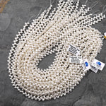 Natural White Freshwater Pearl Top Side Diagonally Drilled Leaf Teardrop 6mm Beads 15" Strand