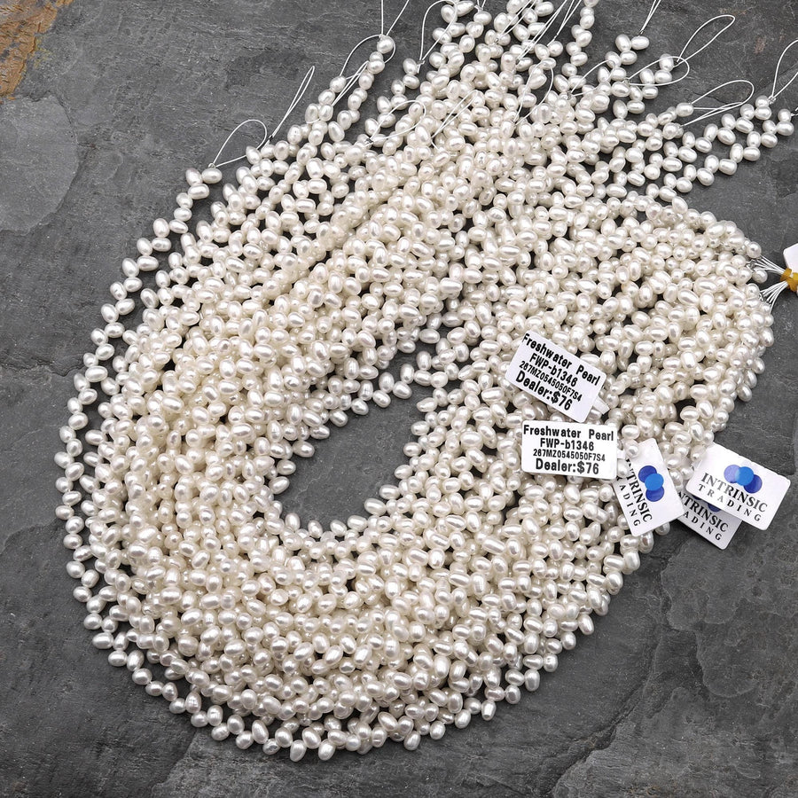 Natural White Freshwater Pearl Top Side Diagonally Drilled Leaf Teardrop 6mm Beads 15" Strand