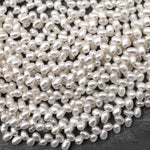 Natural White Freshwater Pearl Top Side Diagonally Drilled Leaf Teardrop 6mm Beads 15" Strand