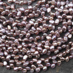 Natural Mauve Purple Pink Freshwater Pearl Top Side Diagonally Drilled Leaf Teardrop Beads 15" Strand