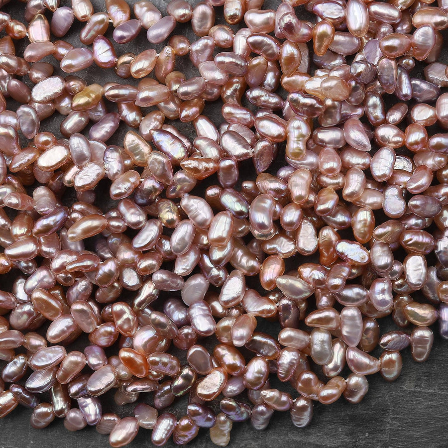 Natural Mauve Purple Pink Freshwater Pearl Top Side Diagonally Drilled Leaf Teardrop Beads 15" Strand B1350