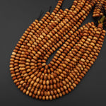 Natural Golden Sandalwood Beads 8mm Smooth Rondelle Aromatic Pure Wood Great For Mala Prayer Meditation Therapy 15.5" Strand