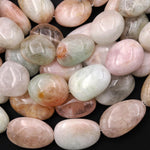 Large Natural Soft Peach Pink Morganite Beads Pebble Nuggets 15.5" Strand