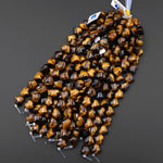 Natural Tiger's Eye Beads Gemstone Puffy Heart Horizontally Drilled 14mm 7.5" Strand