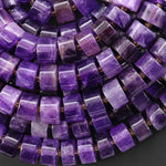 Gemmy Natural Purple Amethyst 12mm Smooth Rondelle Wheel Short Cylinder Beads 15.5" Strand B4965