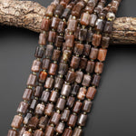 AAA Rare Natural Sunstone Moonstone Octagon Tube 15.5" Strand