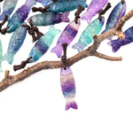 AAA Hand Carved Natural Fluorite Fish Charm Pendant Focal Bead