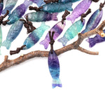 AAA Hand Carved Natural Fluorite Fish Charm Pendant Focal Bead