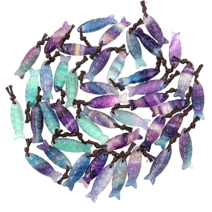 AAA Hand Carved Natural Fluorite Fish Charm Pendant Focal Bead