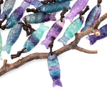 AAA Hand Carved Natural Fluorite Fish Charm Pendant Focal Bead