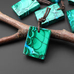 Extremely Rare Natural Blue Chrysocolla Green Malachite Rectangle Tile Pendant PDT0890
