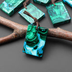 Extremely Rare Natural Blue Chrysocolla Green Malachite Rectangle Tile Pendant PDT0891