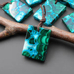 Extremely Rare Natural Shattuckite Blue Chrysocolla Green Malachite Rectangle Tile Pendant PDT0889