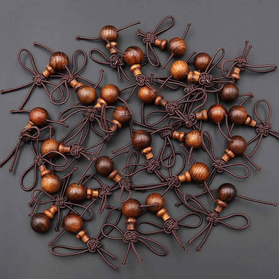 Natural Black Rosewood Guru Bead 10mm Three Holes T-Bead Mala Making Prayer Bead Cone