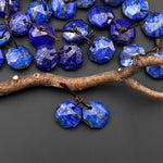 AAA Natural Blue Lapis Faceted Geometric Round Octagon Coin Disc 12mm Earring Pair Matched Gemstones