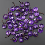 Natural Natural Purple Amethyst Faceted Geometric Round Octagon Coin Disc 12mm Earring Pair Matched Gemstones
