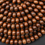 Natural Black Rosewood Smooth Rondelle Beads 8mm Dark Brown Wood Great For Mala Prayer Meditation Therapy 15" Strand