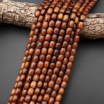 Natural Black Rosewood Smooth Drum Barrel Beads 8mm Dark Brown Wood Great For Mala Prayer Meditation Therapy 15" Strand