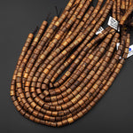 Natural African Wenge Wood Tube Cylinder 6mm 8mm Beads Great For Mala Prayer Meditation Therapy 15.5" Strand