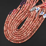 AAA Natural Pink Red Rhodochrosite Smooth 5mm 6mm 7mm 8mm Rondelle Beads 15.5" Strand