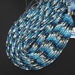 Ocean Gardent - Mixed Multicolor 4mm Smooth Rondelle Jade Natural Blue Lapis Green Tree Agate Impression Jasper Beads 15.5" Strand
