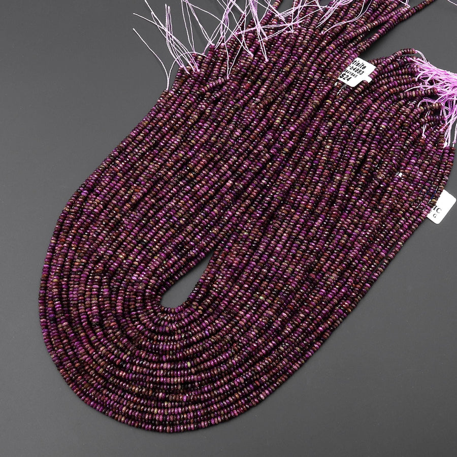AAA Faceted Natural Purple Atlantisite Stichtite Super Thin Rondelle Beads 3mm 15.5" Strand