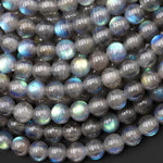 Large Hole Beads 2.5mm Drill Natural Labradorite 8mm Round Beads 8" Strand