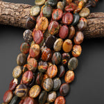 Natural Red Creek Jasper Smooth Oval Beads 12x16mm 15x20mm Aka Multicolor Picasso Jasper 15.5" Strand