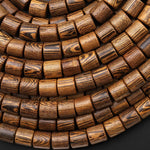 Natural African Wenge Wood Tube Cylinder 6mm 8mm Beads Great For Mala Prayer Meditation Therapy 15.5" Strand